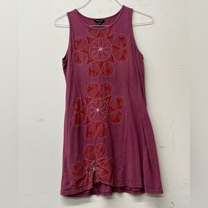Yak & yeti embroidered Maroon Floral Cutout Tank Dress